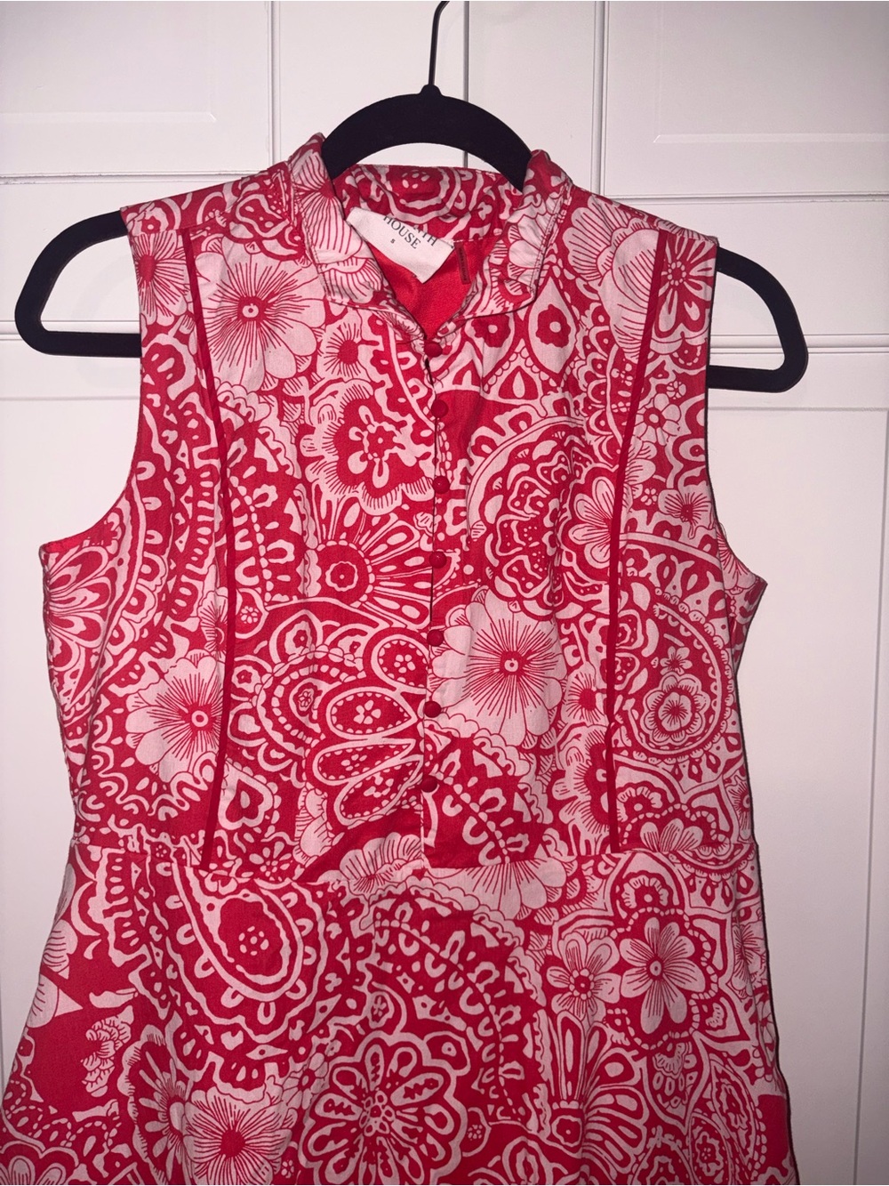 Red Floral Tiered Sleeveless Midi Dress - Picture 5 of 5
